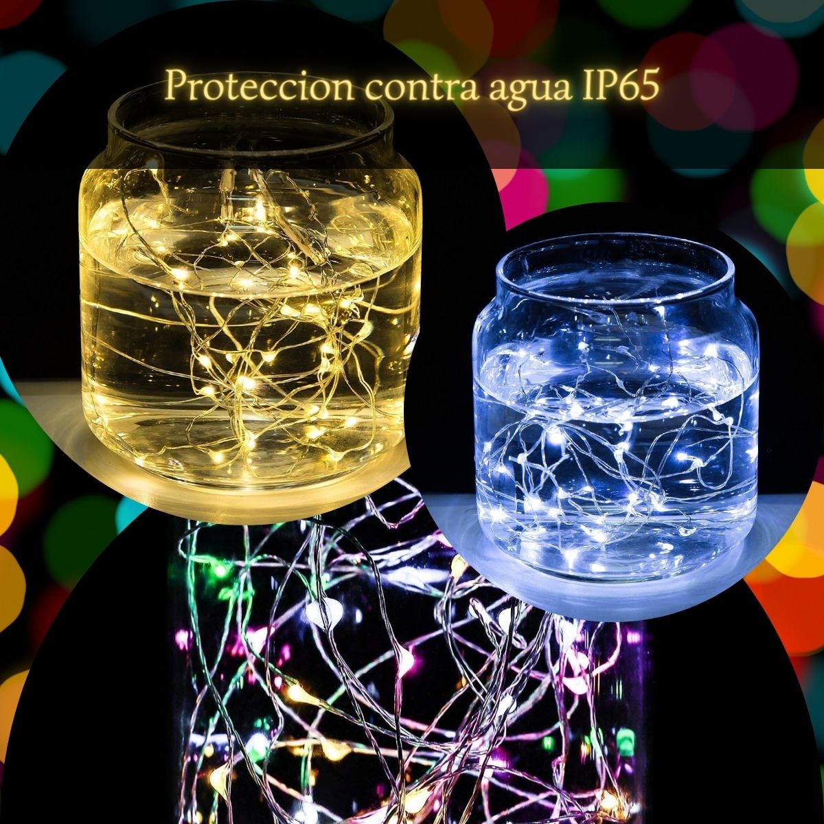 Luces decorativas Control Remoto Tira Led DOSYU 10m. 100 leds 2pzs. Resistente al agua BLANCO FRIO/RGB/BLANCO CALIDO