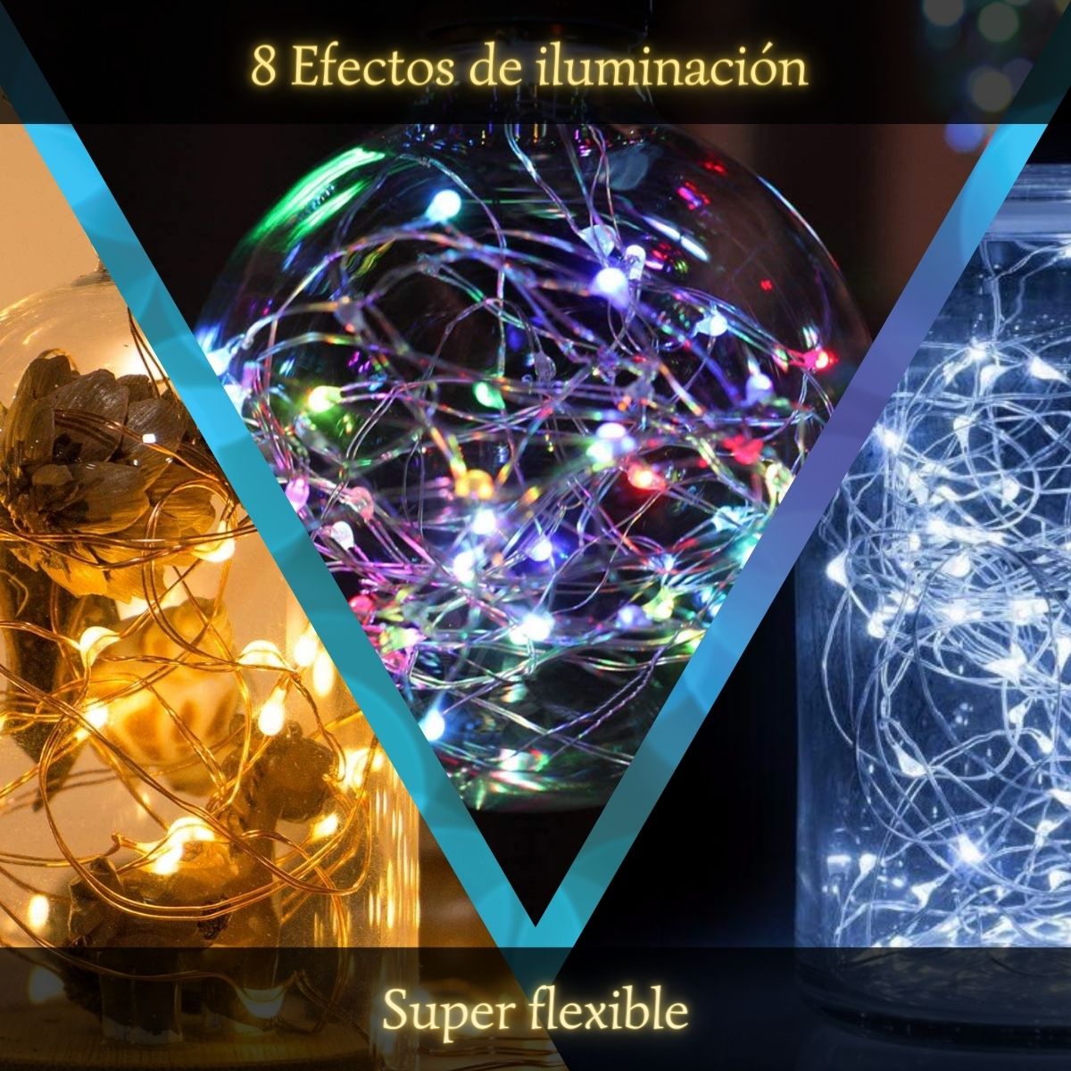 Luces decorativas Control Remoto Tira Led DOSYU 10m. 100 leds 2pzs. Resistente al agua BLANCO FRIO/RGB/BLANCO CALIDO