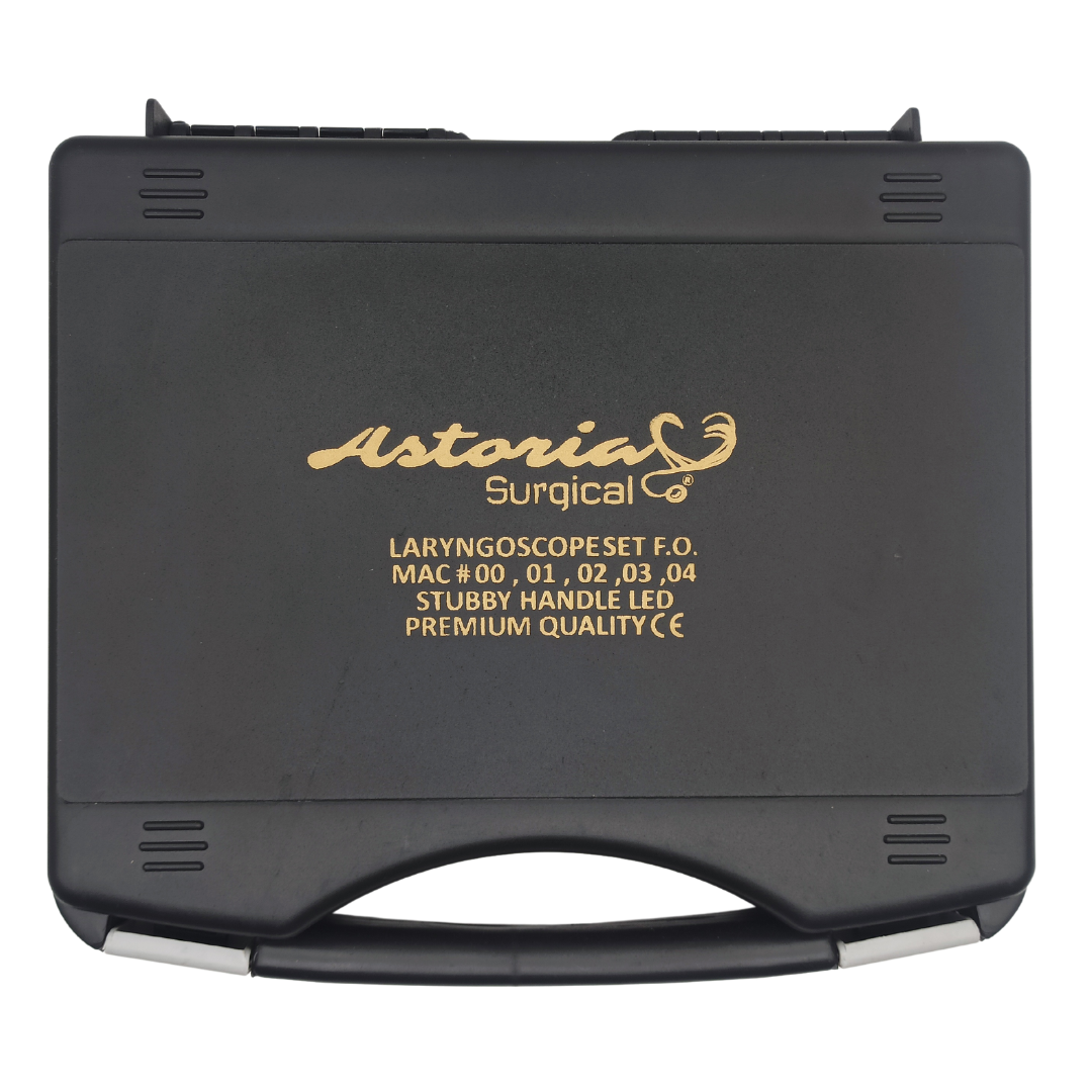 Laringoscopio Macintosh Stubby Luz Blanca LED Fibra Optica Integrada Megablade 5 Hojas