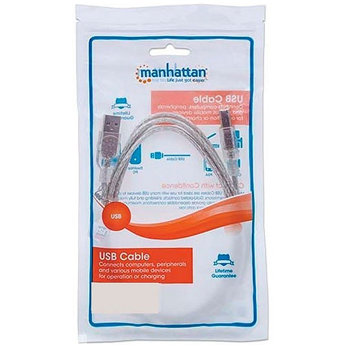 Cable USB 2.0 Impresora Manhattan A-B 5 Metros 345408.
