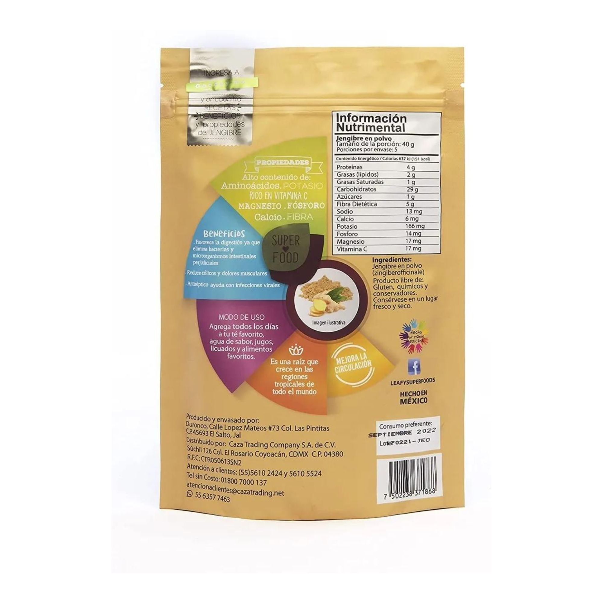 Jengibre Orgánico En Polvo 200g Leafy