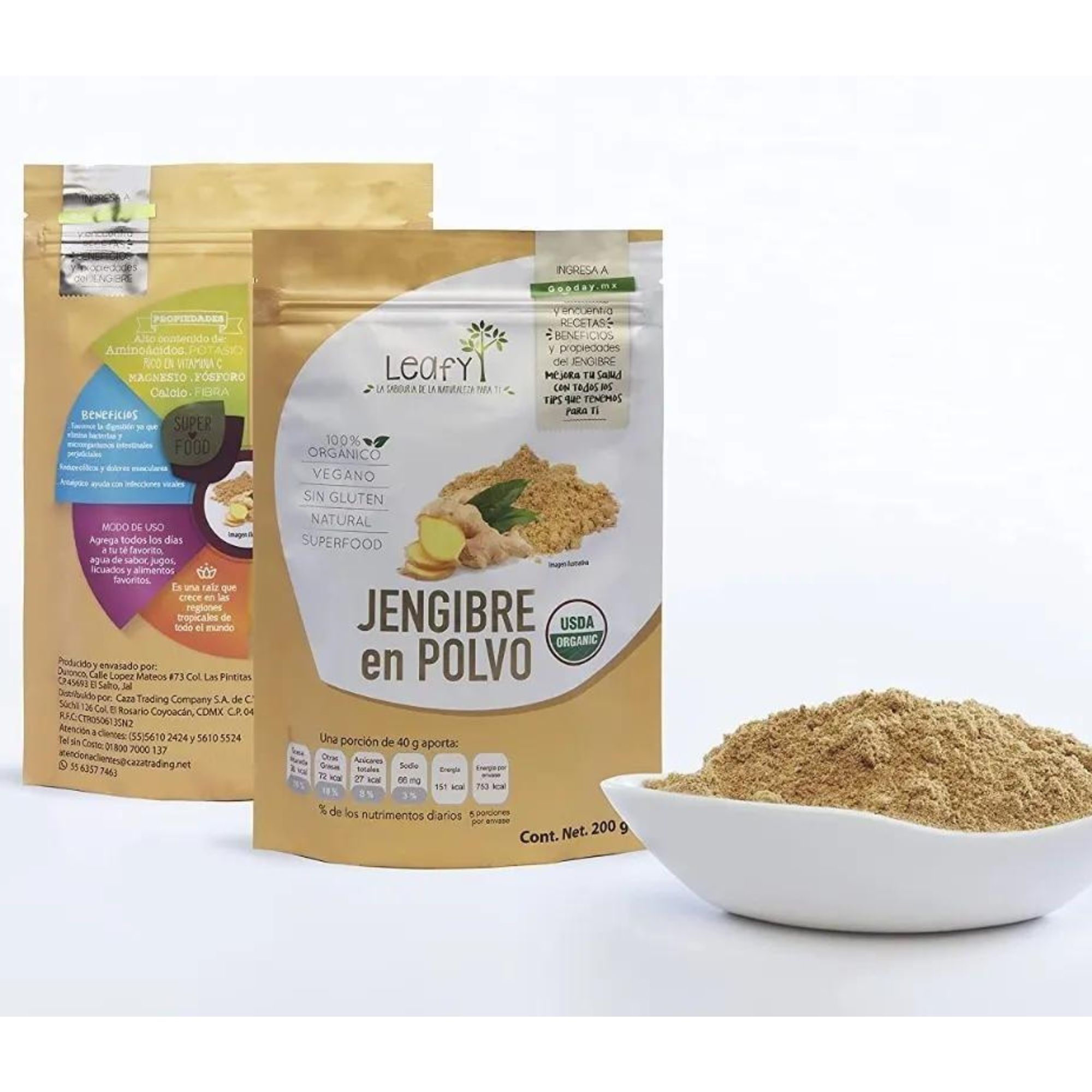 Jengibre Orgánico En Polvo 200g Leafy
