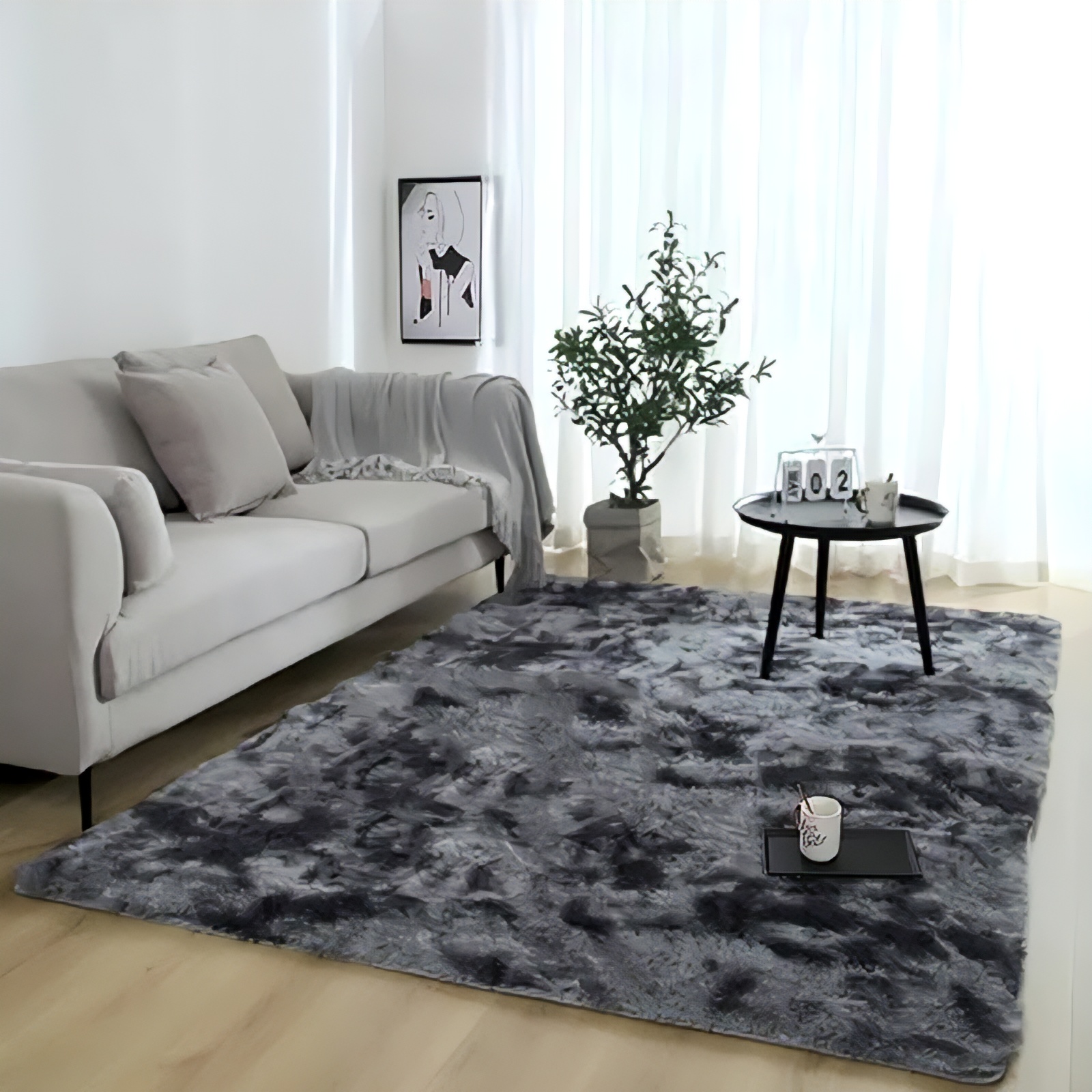 Alfombra De Sala De Estar Suave Y Afelpada De 160 X 200 Cm gris