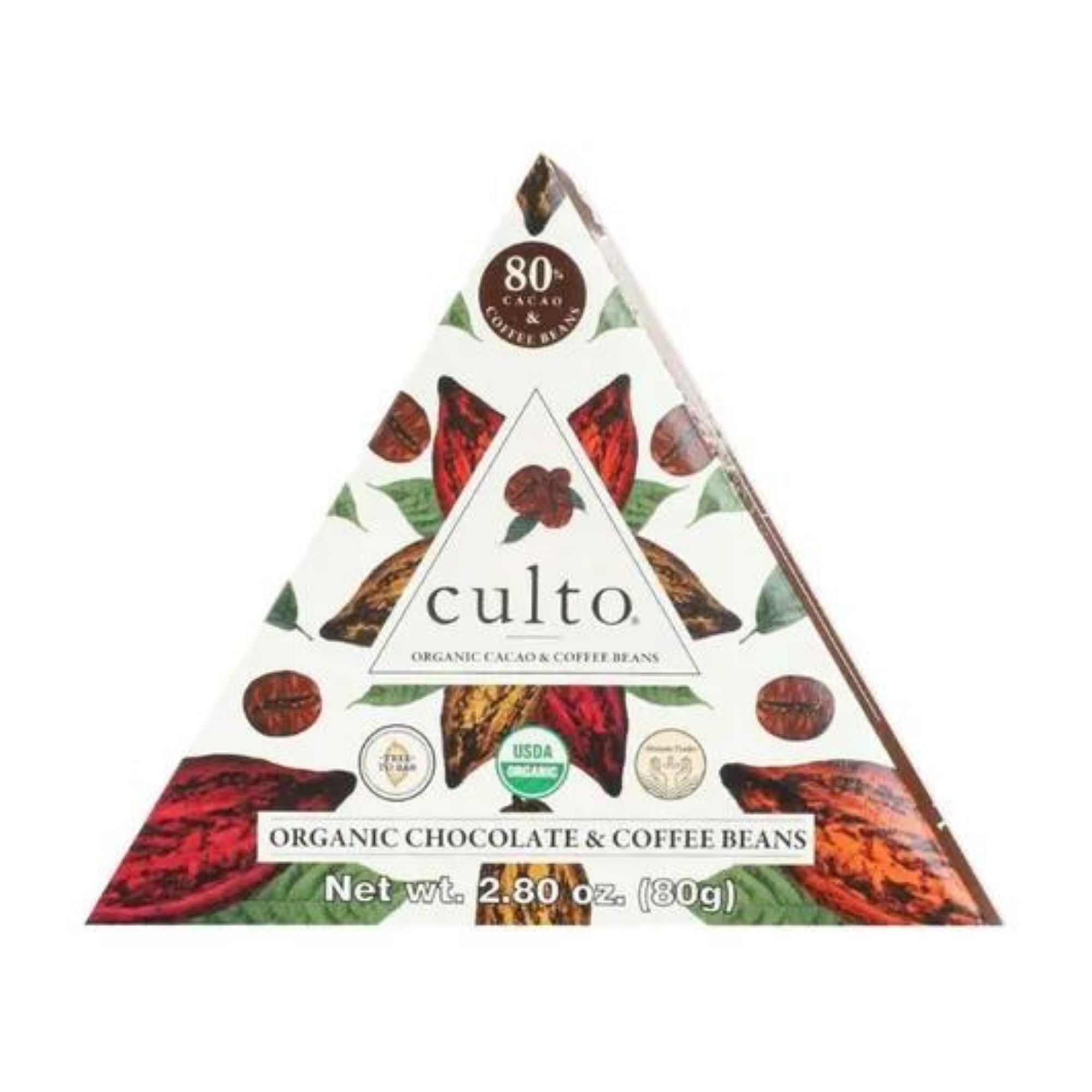 Chocolate Amargo 80% Cacao Granos De Café 80g Culto Orgánico