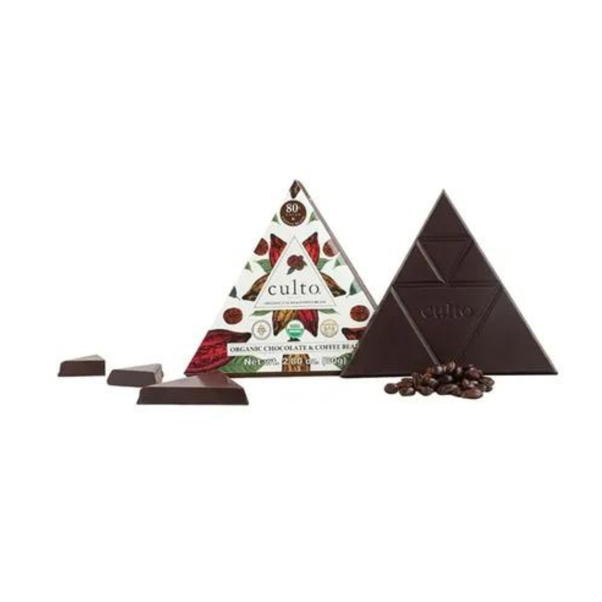 Chocolate Amargo 80% Cacao Granos De Café 80g Culto Orgánico