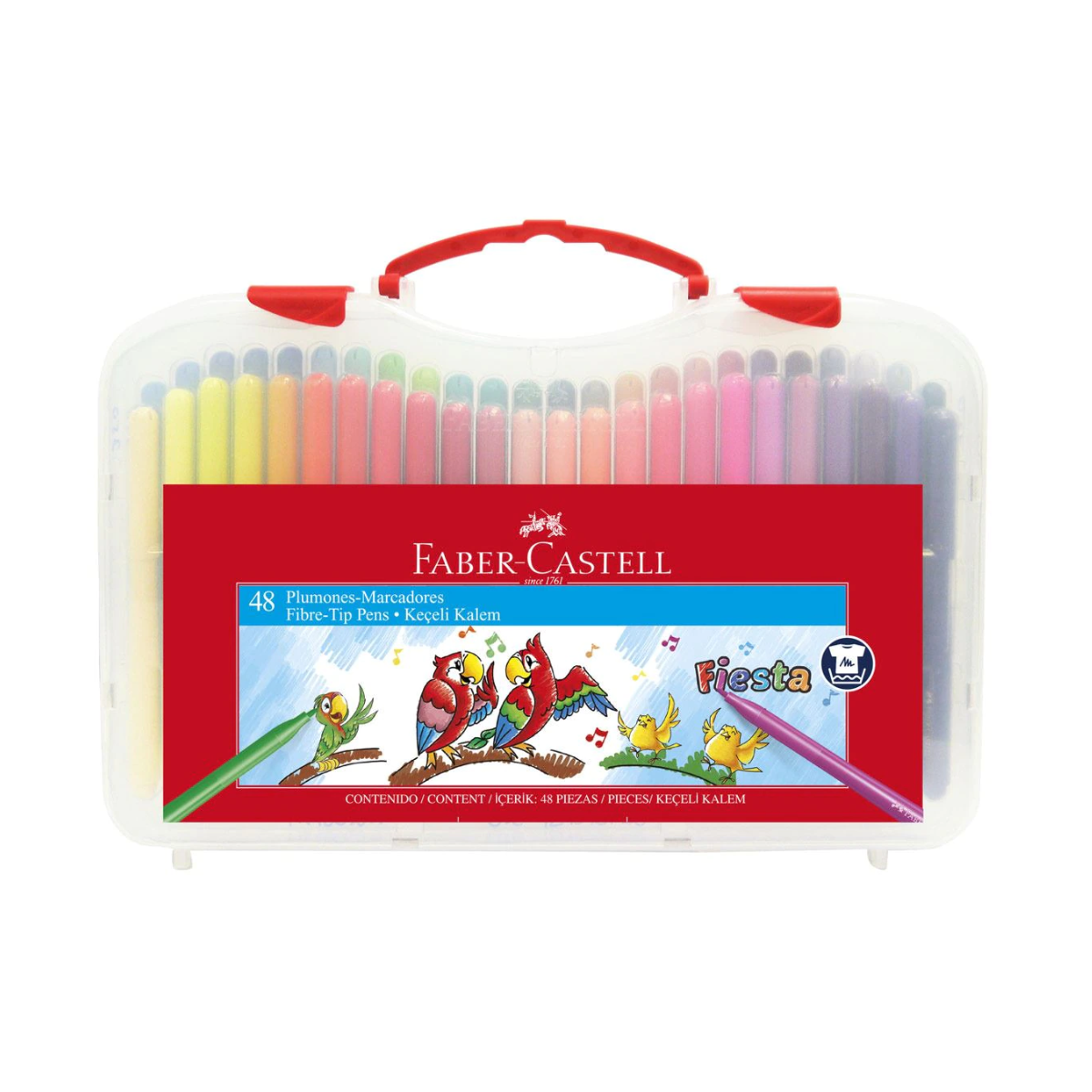 Estuche 48 Plumones Faber Castell Lavables Fiesta 45 Colores