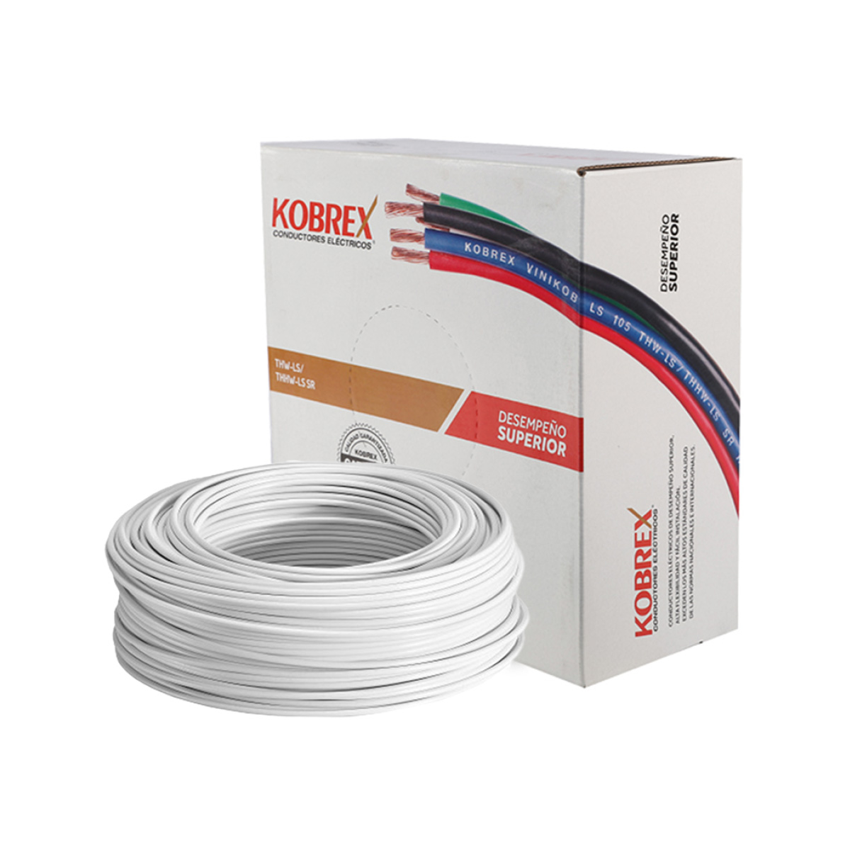 Caja 100 Mts, Cable blanco, THW, Cal 10, AWG, 100% COBRE KOBREX