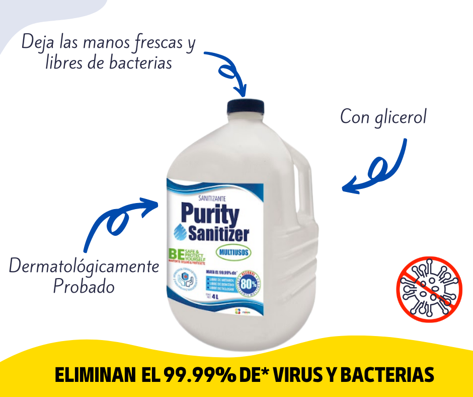 Alcohol Antibacterial 4L Purity Sanitizer Antiséptico para manos