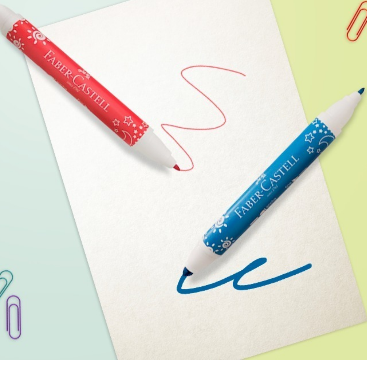 10 Plumones Faber Castell Gruesos Doble Punta Colores