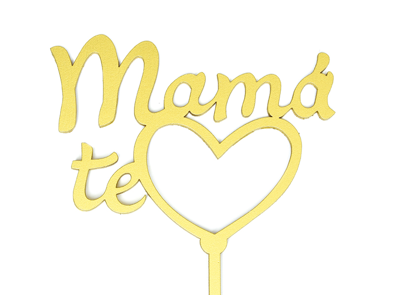 Letrero Pastel Cake Topper Mamá Te Amo Gold BdLG-020