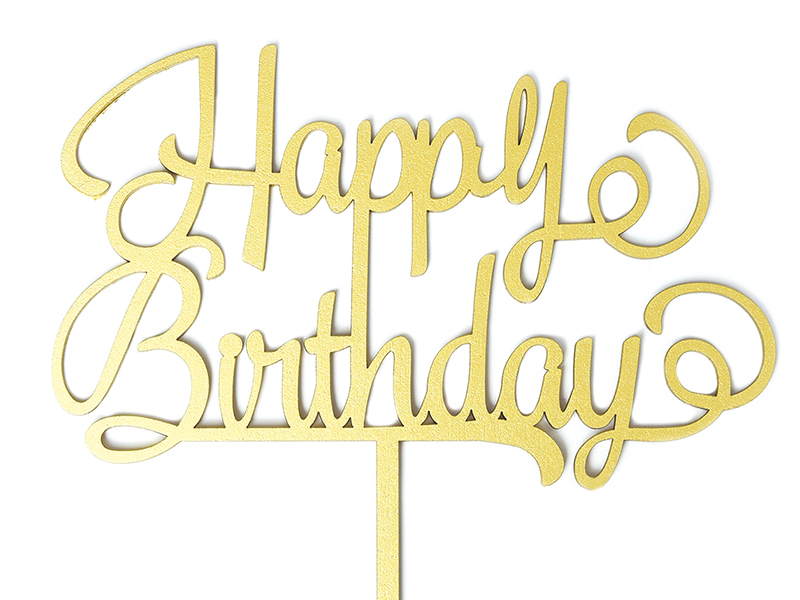 Letrero Pastel Cake Topper Happy Birthday Gold BdLG-002