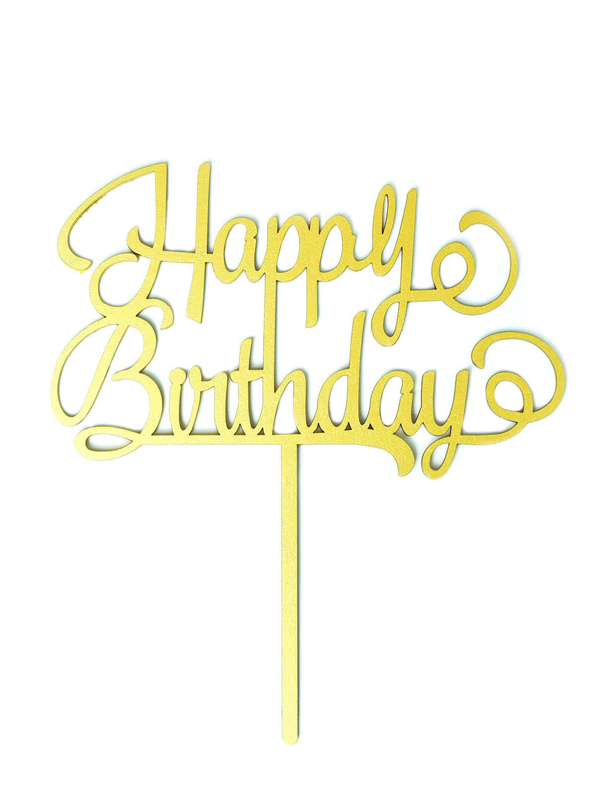 Letrero Pastel Cake Topper Happy Birthday Gold BdLG-002