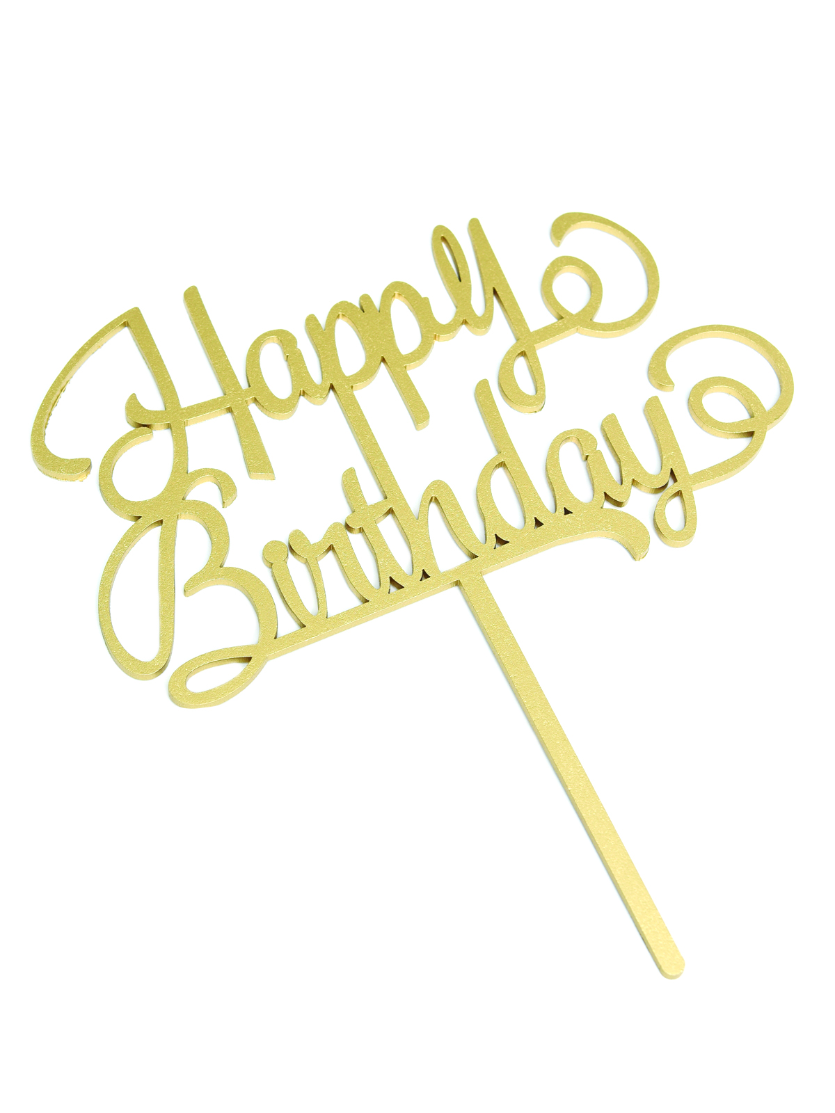 Letrero Pastel Cake Topper Happy Birthday Gold BdLG-002