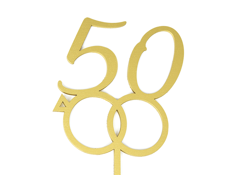Letrero Pastel Cake Topper 50 Aniversario Dorado BdLG-050