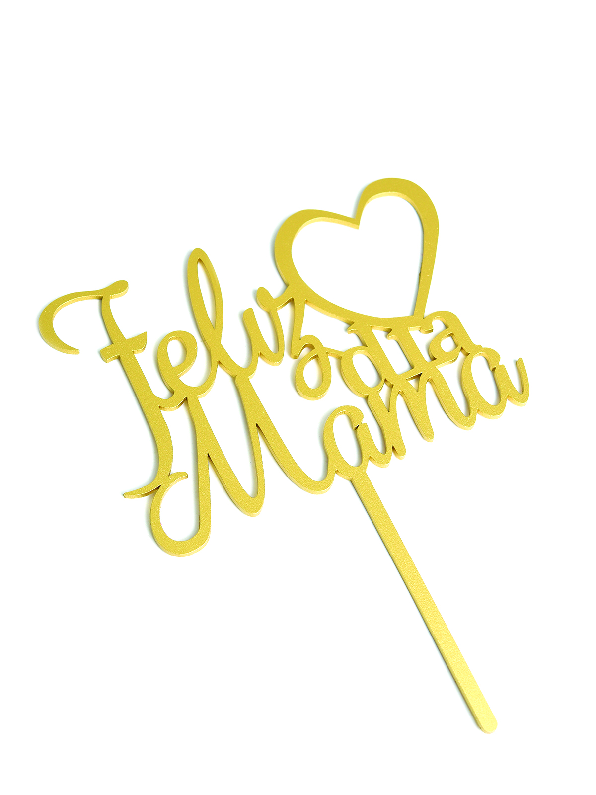 Letrero Pastel Cake Top Feliz Dia Mama Corazon Gold BdLG-019