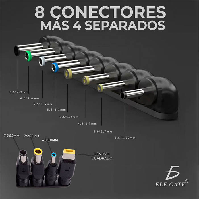 Cargador Universal Laptop Voltaje Variable 8 Puntas 12 a 24v