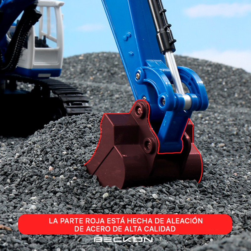 Excavadora a control remoto RC Huina 1558 azul Metal 1:18 11 canales 2.4Ghz Rc de construcción Retroexcavadora