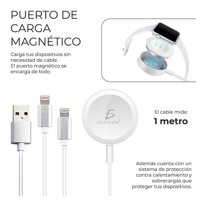 Cable De Usb Lightning 3 En 1 Para Apple Watch y Iphone