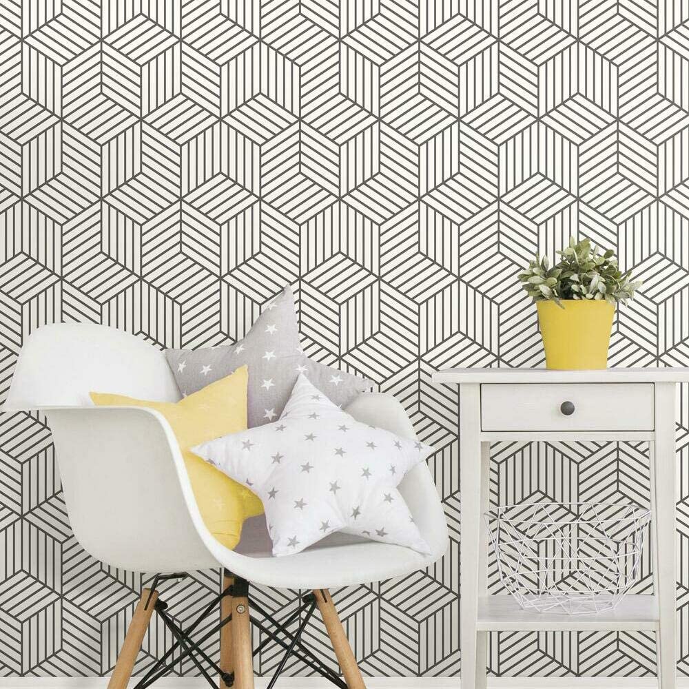 Papel Tapiz Adherible Cubos Plateado 3D 10m X 45cm