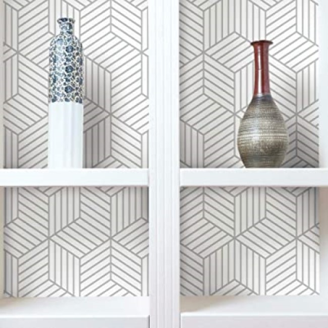 Papel Tapiz Adherible Cubos Plateado 3D 10m X 45cm