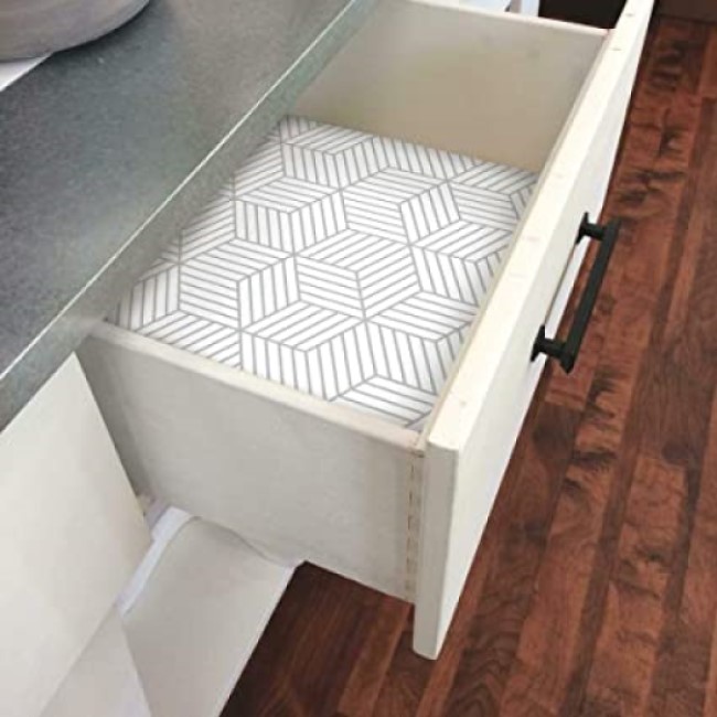 Papel Tapiz Adherible Cubos Plateado 3D 10m X 45cm