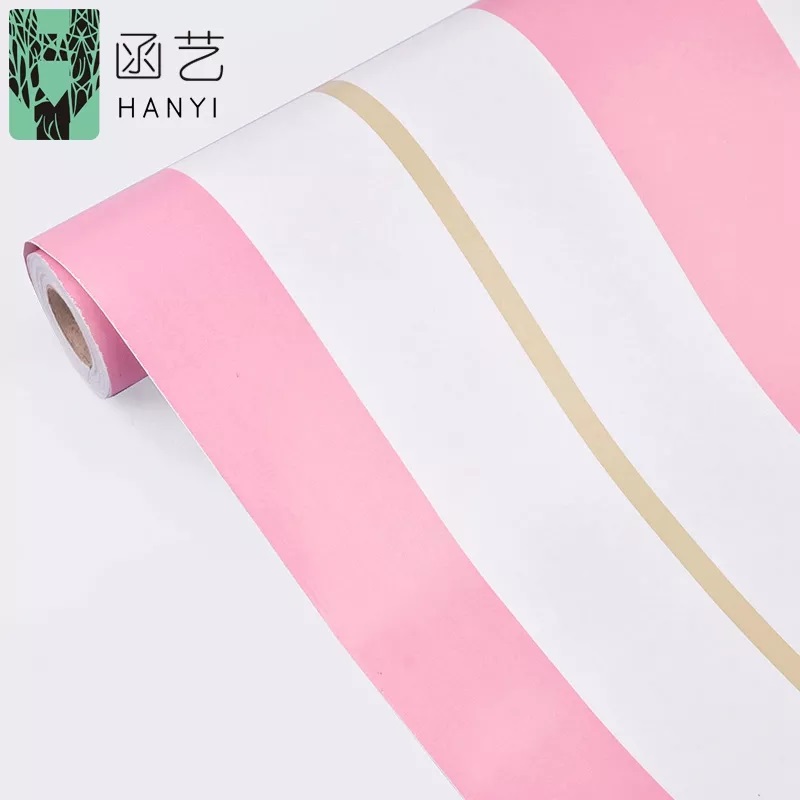 Papel Tapiz Adherible Rayas Rosa Blanco 10m X 45cm