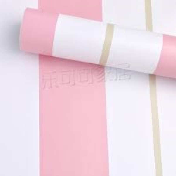 Papel Tapiz Adherible Rayas Rosa Blanco 10m X 45cm