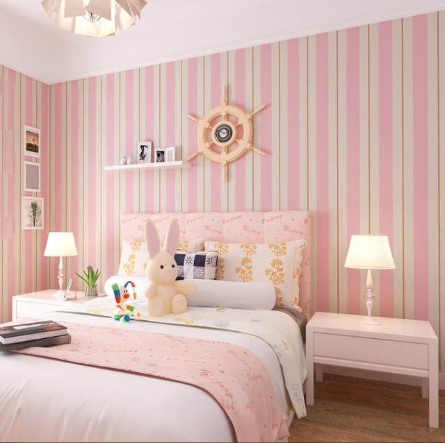 Papel Tapiz Adherible Rayas Rosa Blanco 10m X 45cm