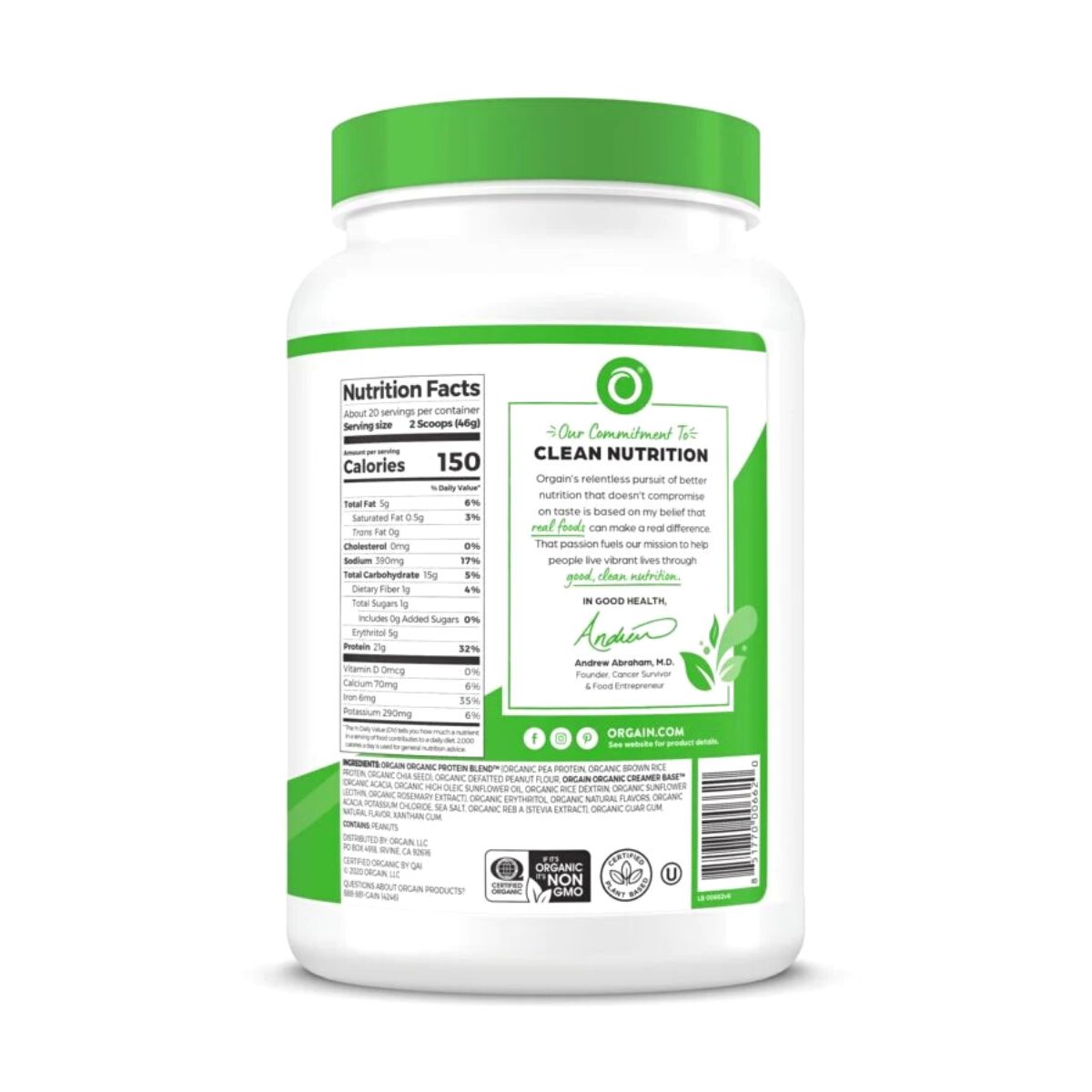 Orgain Proteina Orgánica Sabor Crema De Cacahuate 2.03 Lbs