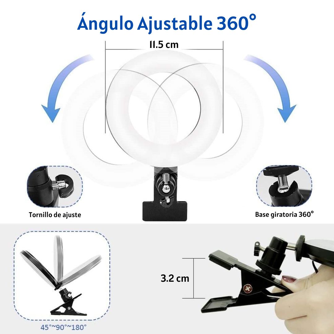 Aro De Luz Led Con Soporte Para Laptop Videoconferencia Zoom