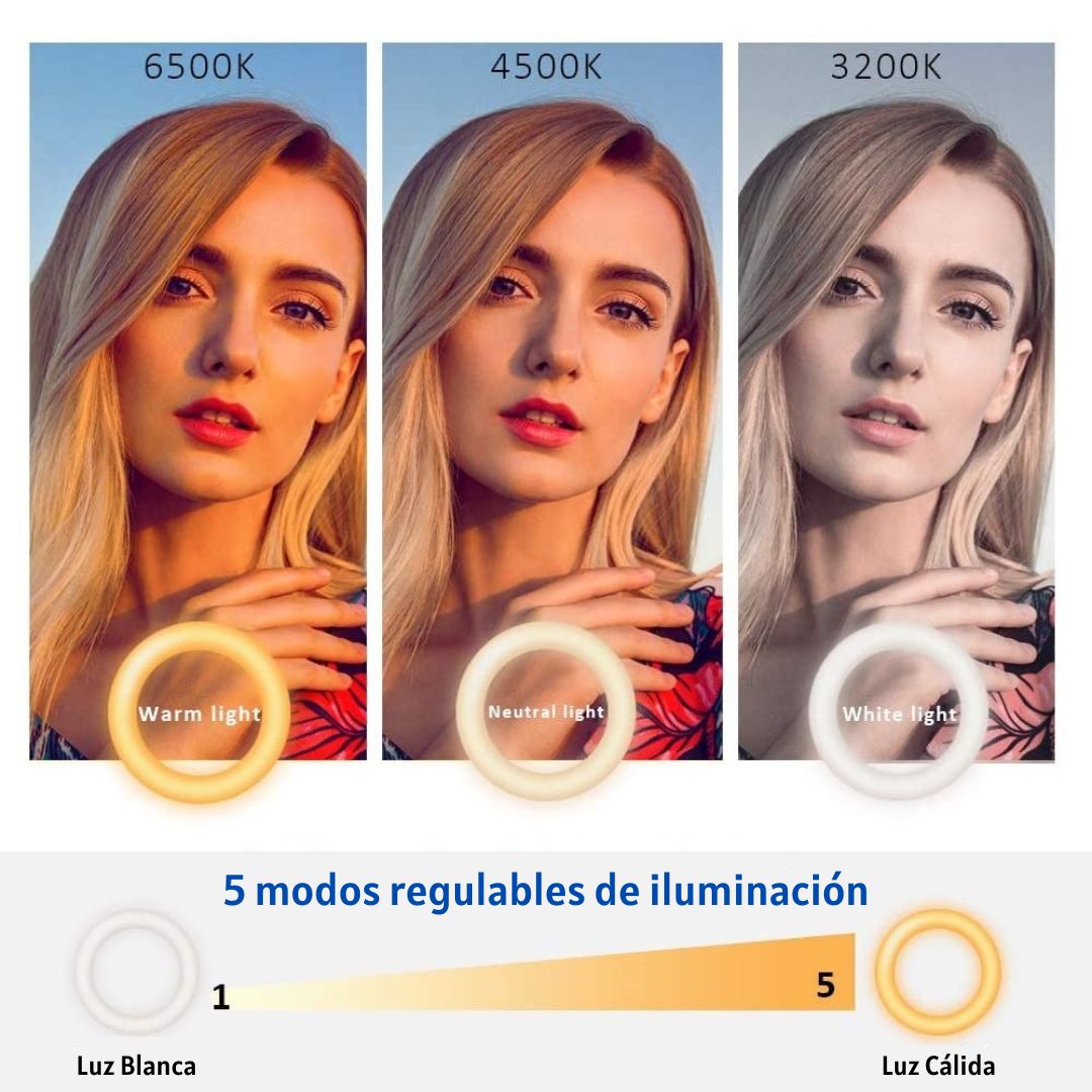 Aro De Luz Led Con Soporte Para Laptop Videoconferencia Zoom
