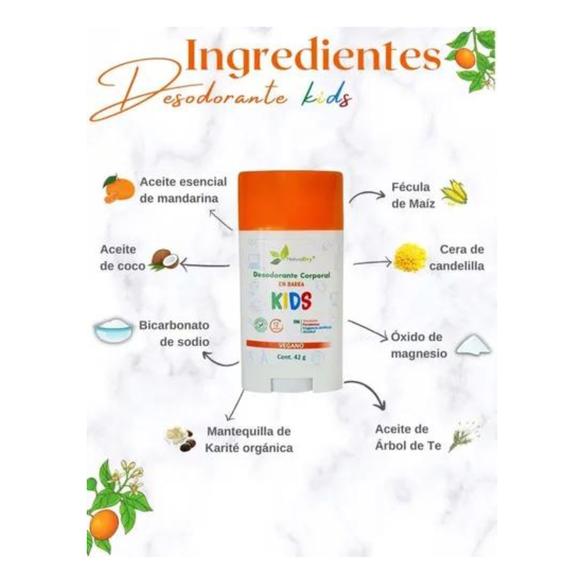 Desodorante Naturaldry Kids En Barra Corporal 42g Vegano