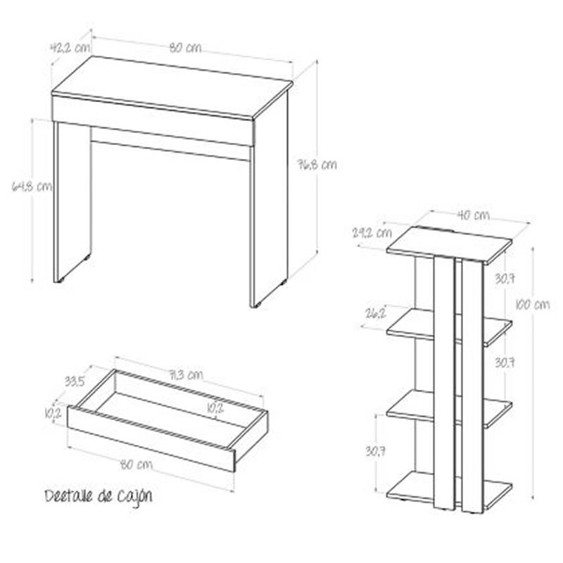 Combo Escritorio + Librero Clásico Jarl Maderkit 626465 SMAC