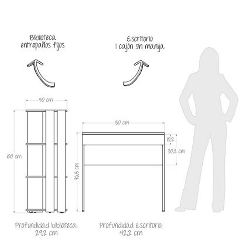 Combo Escritorio + Librero Clásico Jarl Maderkit 626465 SMAC