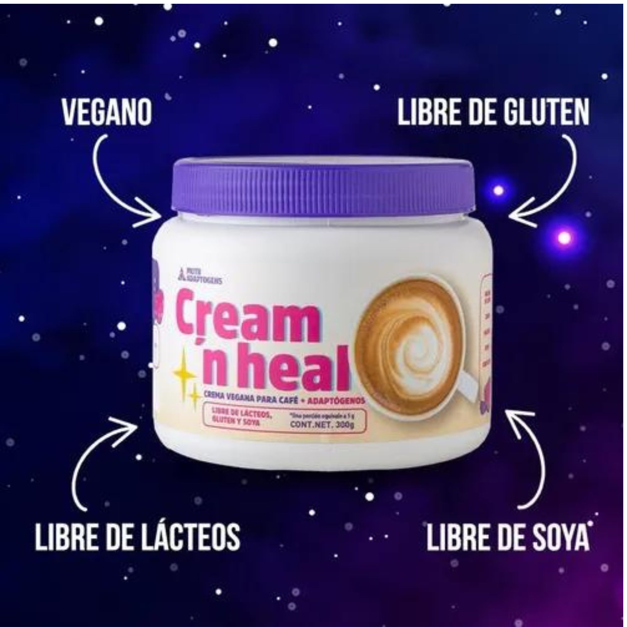 Cream'n Heal Crema Vegana Para Café Con Adaptógenos 300g