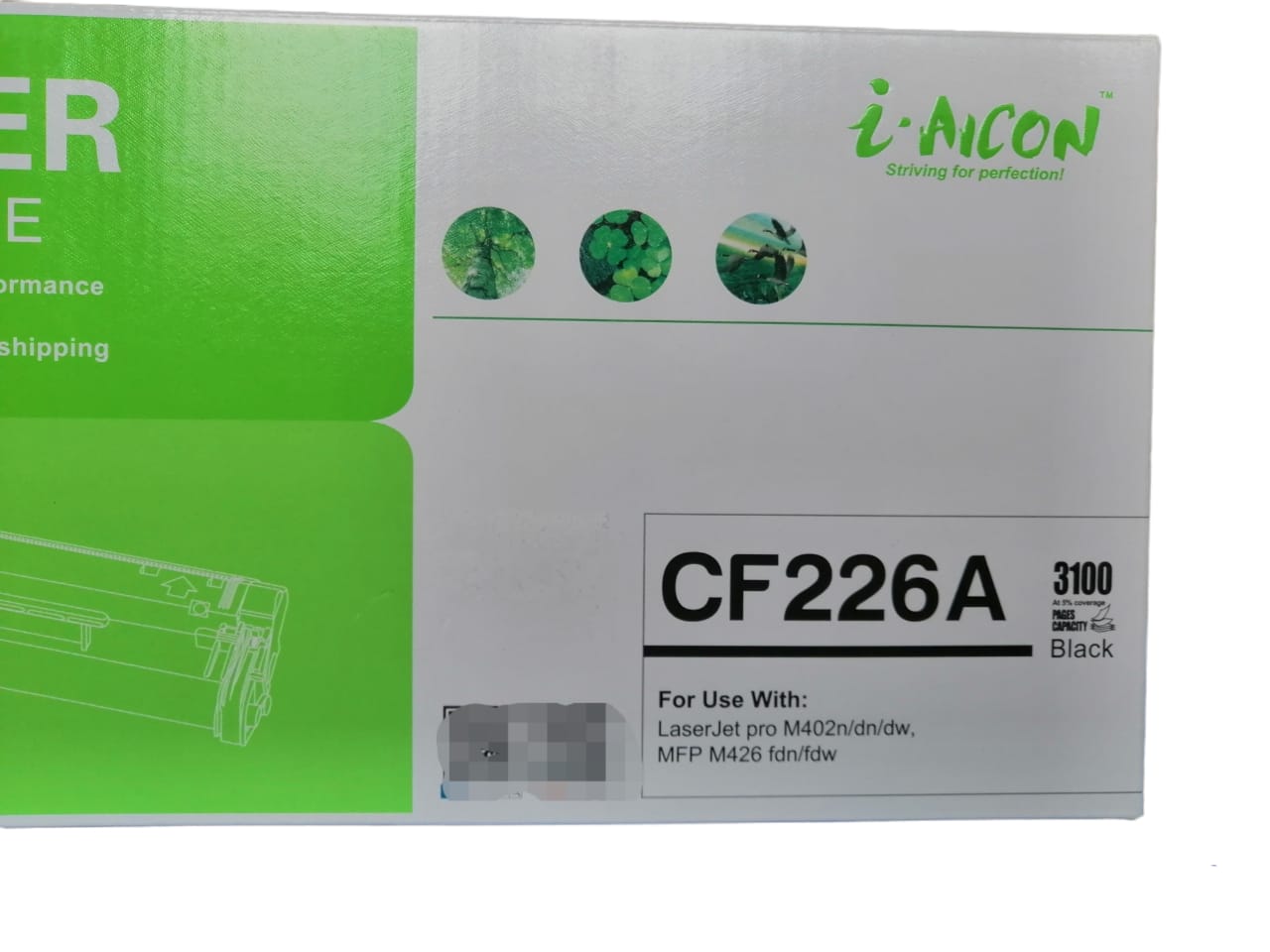 Cartucho tóner CF226 A (26 A) compatible genérico nuevo, para uso en HP PRO M402, MFP M426.