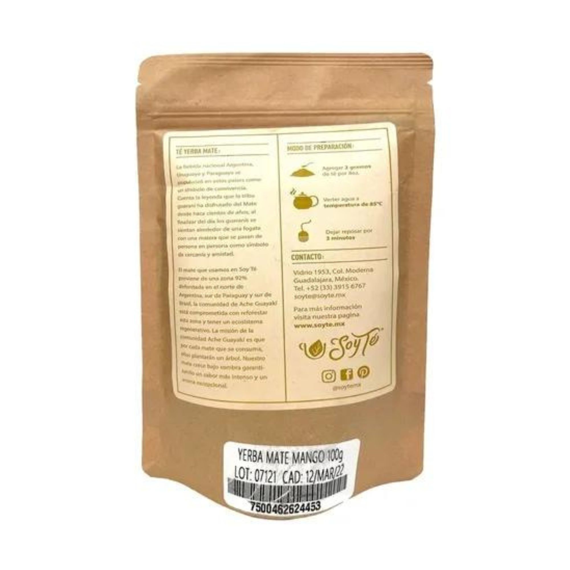 Tisana Yerba Mate Mango De Argentina 100g Soy Té