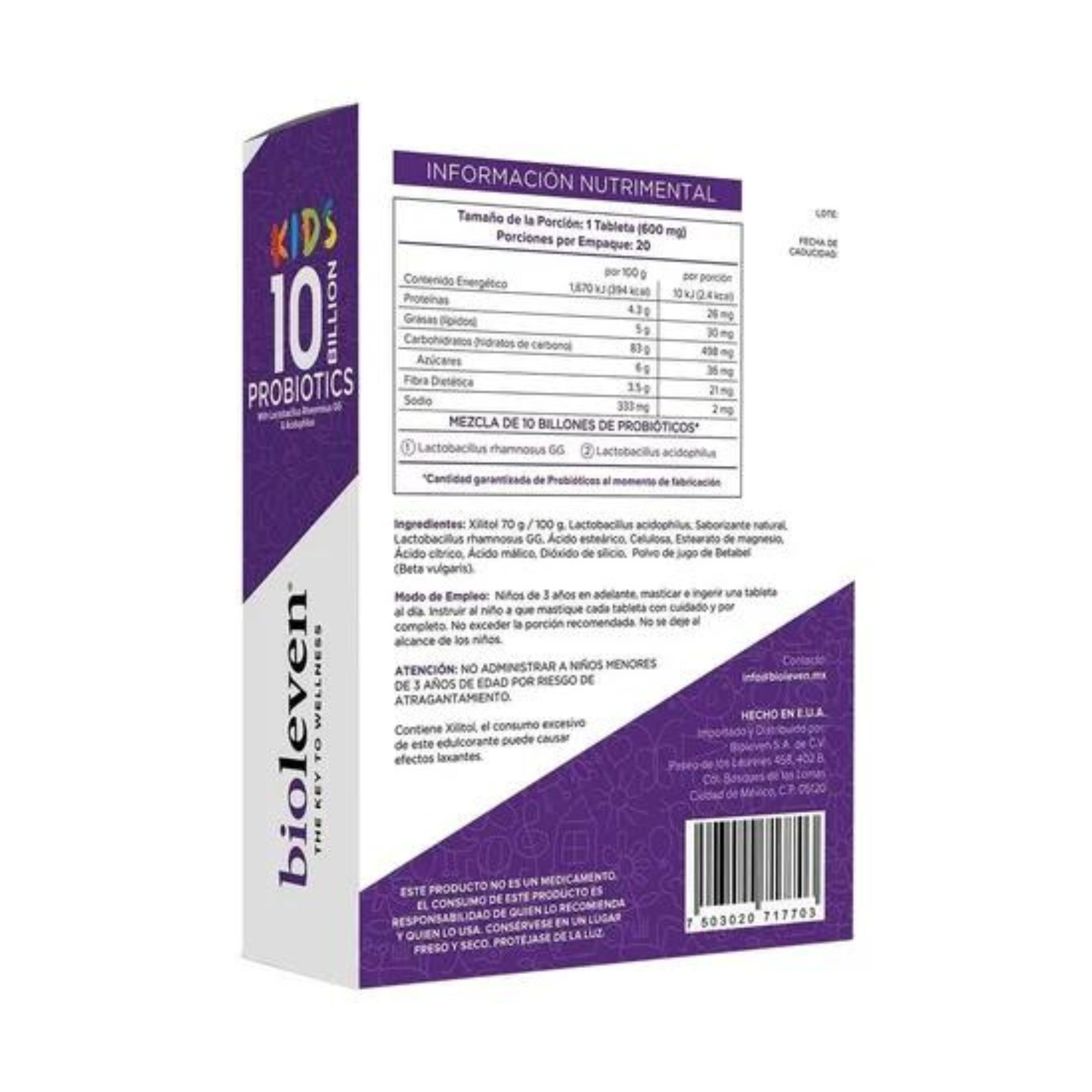 2 Pack Probióticos 10 Billones Bioleven 20 Tabletas 3+ 