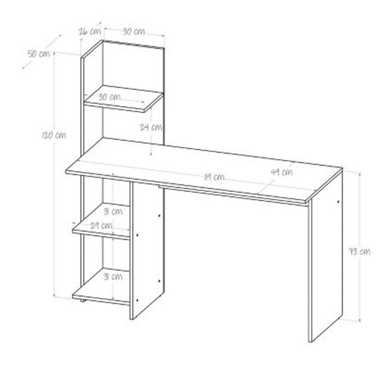 Escritorio Con Biblioteca Wex Melamina Maderkit 626457 SMAC