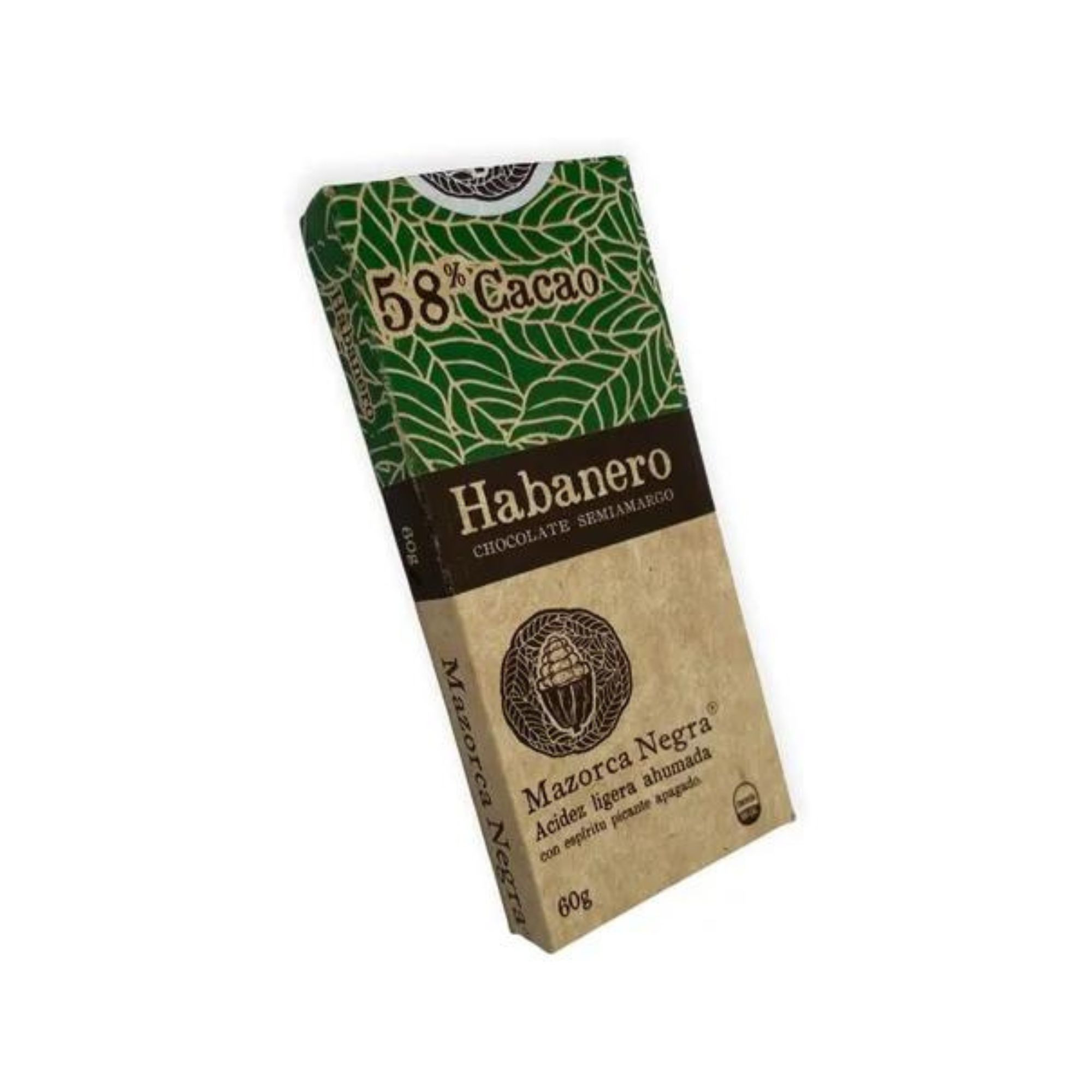 Chocolate Semiamargo Habanero 58% Cacao 60g Mazorca Negra