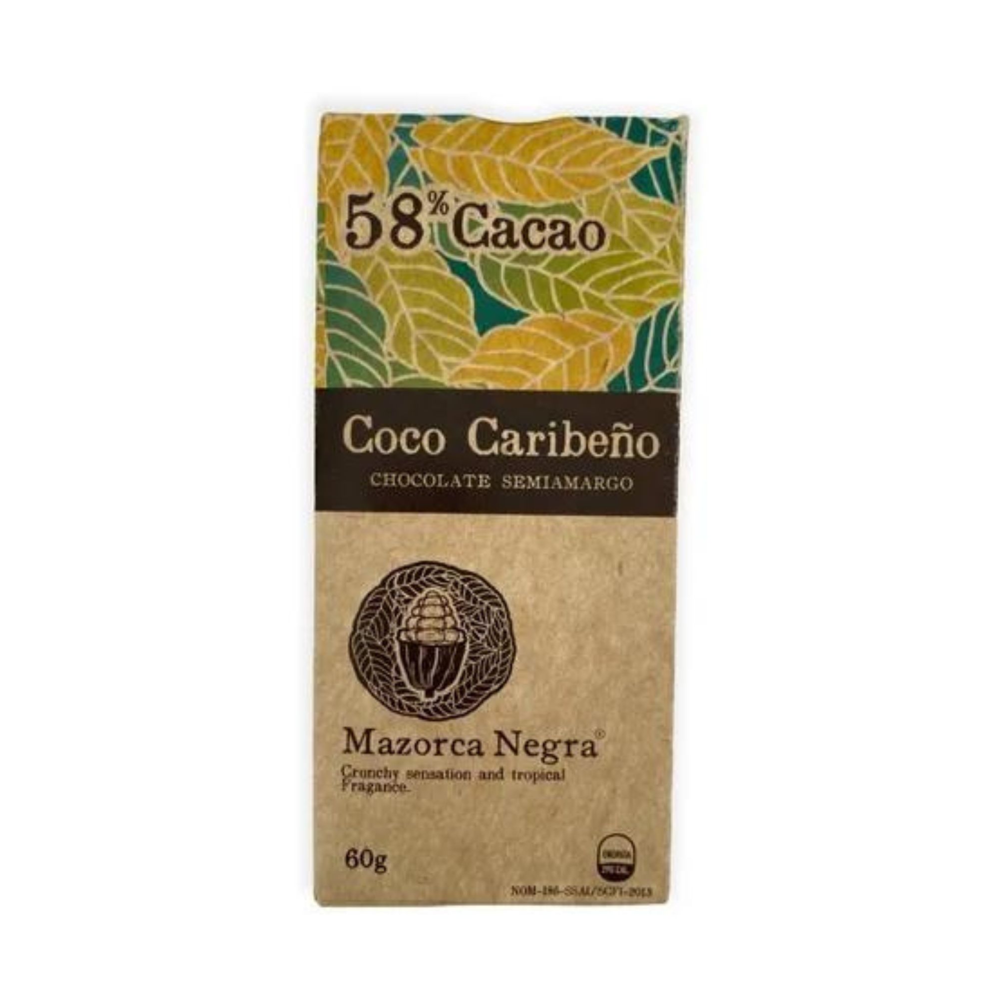 Chocolate Semiamargo Coco Caribeño 60g Mazorca Negra