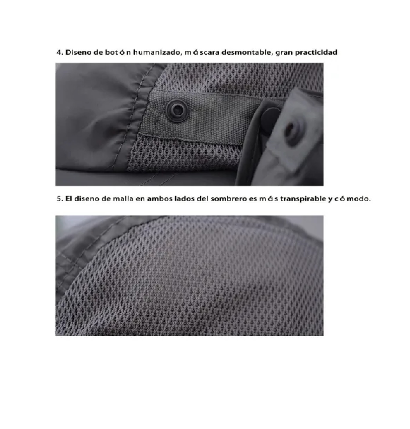 Sombrero Para El Sol Con Proteccion Para Cuello Y Cara Gris