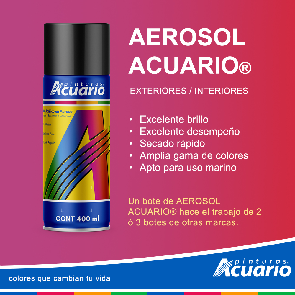 Pintura En Aerosol Acuario Color Negro Mate 400 Ml AA79705