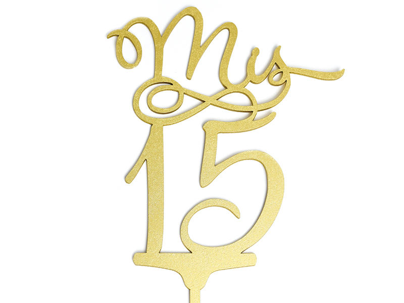 Letrero Pastel Cake Topper 15 Años Gold BdLG-008