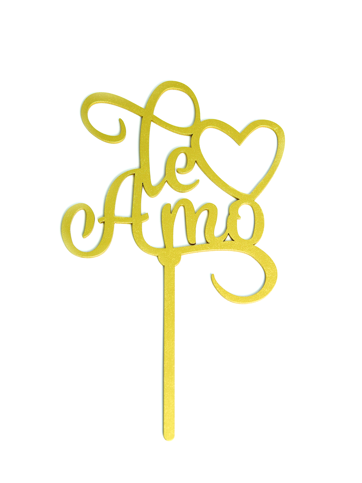 Letrero Pastel Cake Topper Te Amo Corazon Gold BdLG-012