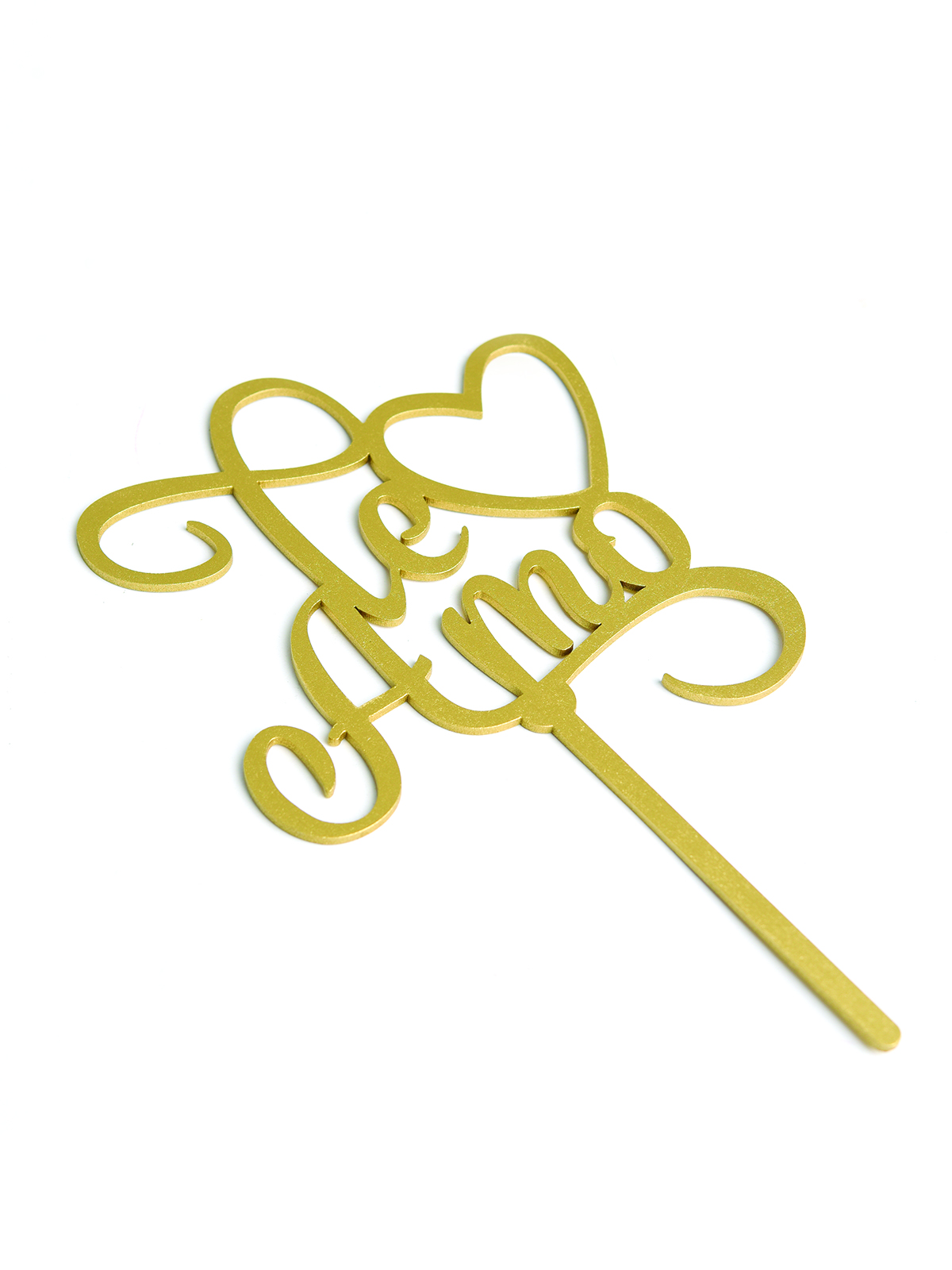 Letrero Pastel Cake Topper Te Amo Corazon Gold BdLG-012