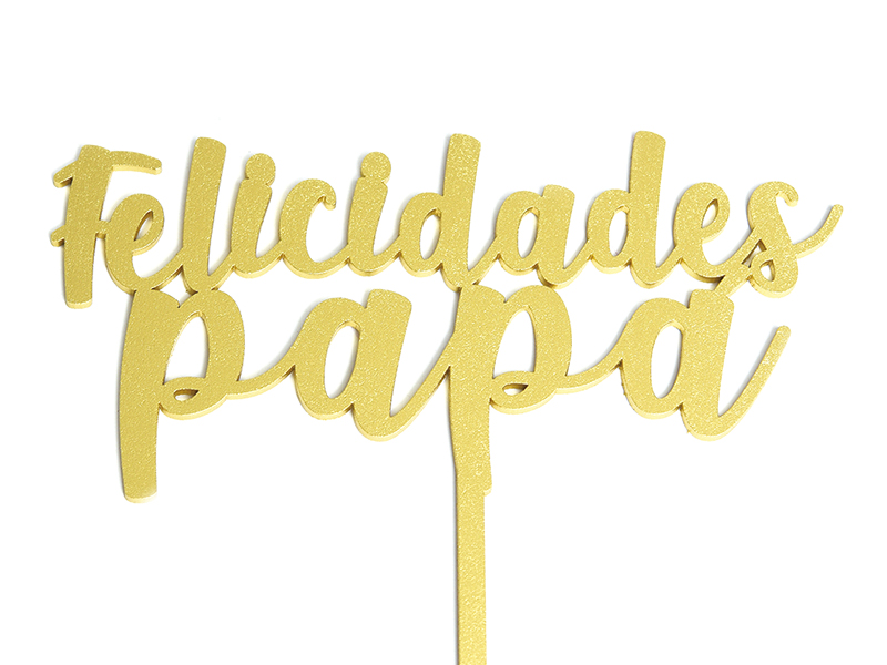 Letrero Pastel Cake Topper Felicidades Papá Gold BdLG-038