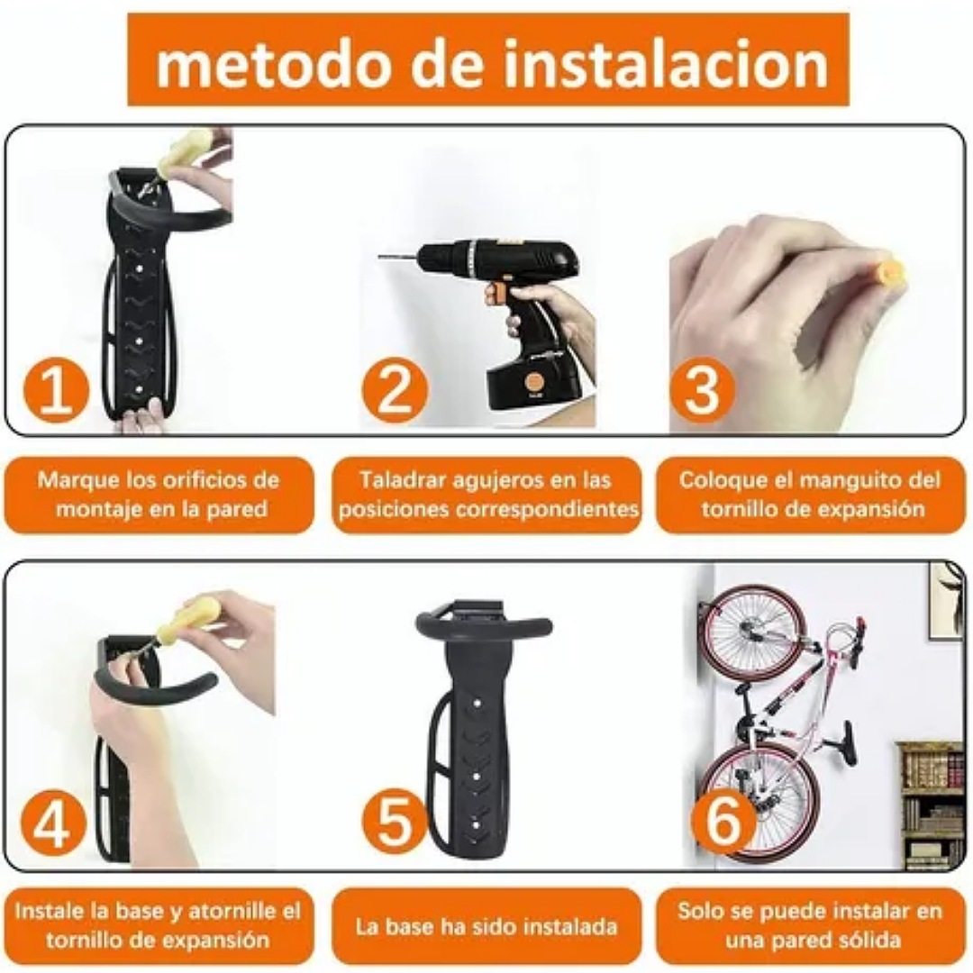 Gancho De Soporte De Pared Para Bicicleta, Negro, 2 Piezas