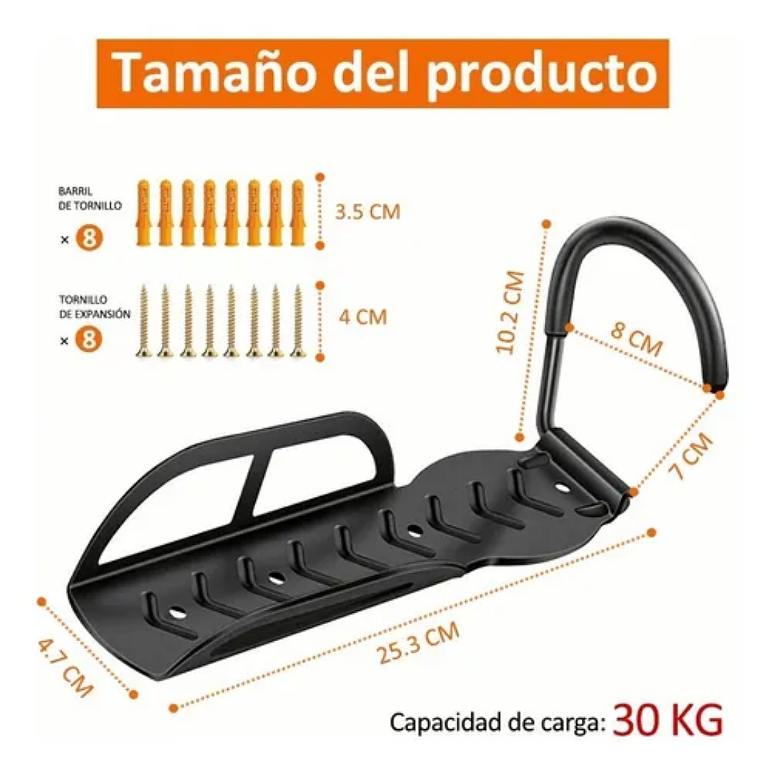 Gancho De Soporte De Pared Para Bicicleta, Negro, 2 Piezas