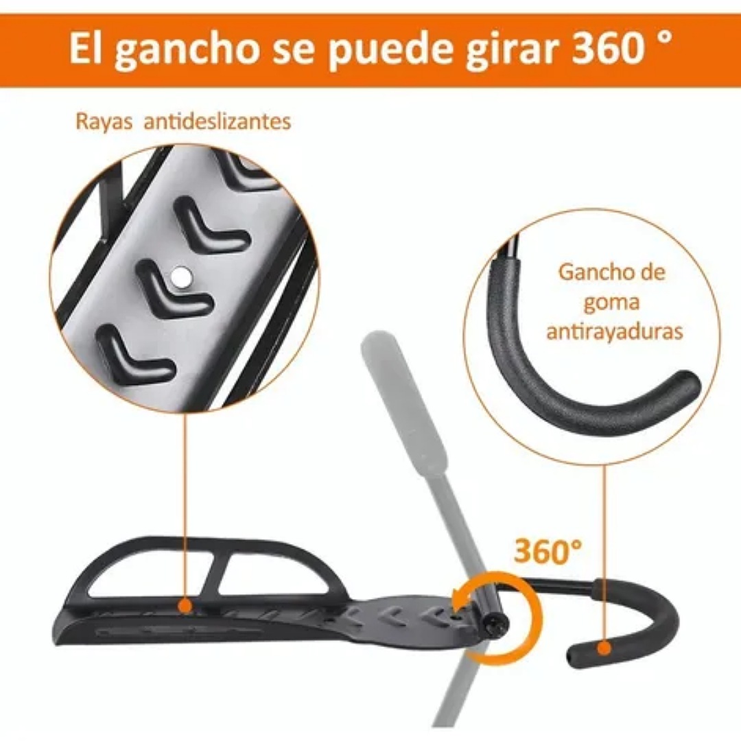 Gancho De Soporte De Pared Para Bicicleta, Negro, 2 Piezas